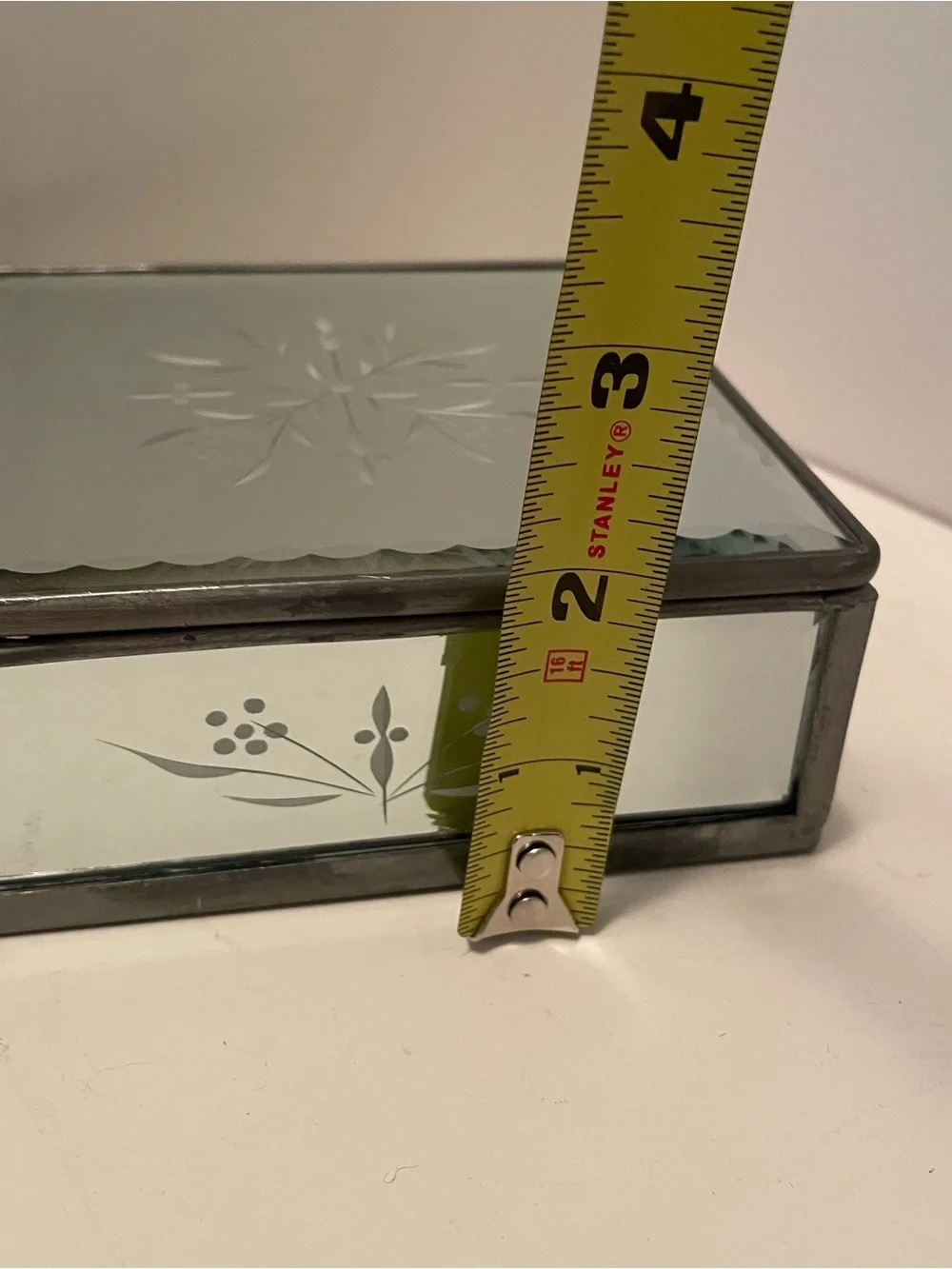 Vintage Venetian Etched Mirrored Glass Box With Coasters (4) Trinket Jewelry